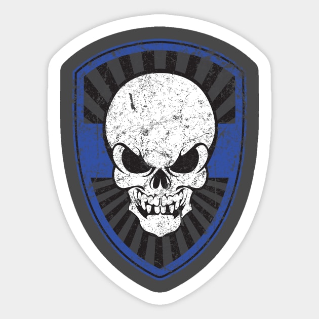 Thin Blue Line Skull Sticker by MindsparkCreative